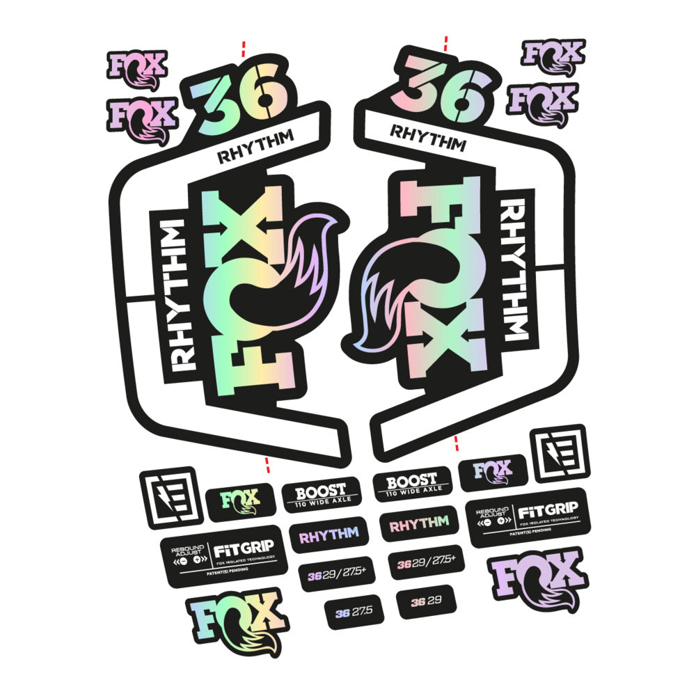 Stickers for Fox 36 Rhythm 2019-2020, Fork vinyl decals - Hollographic