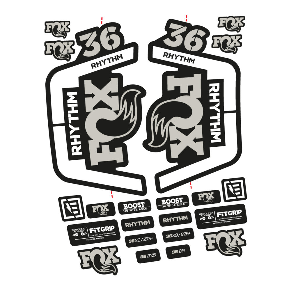 Stickers for Fox 36 Rhythm 2019-2020, Fork vinyl decals - Light Grey