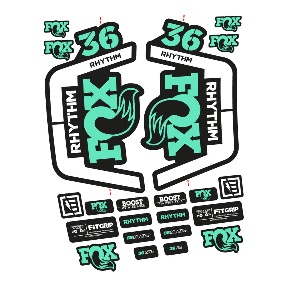 Stickers for Fox 36 Rhythm 2019-2020, Fork vinyl decals - Mint