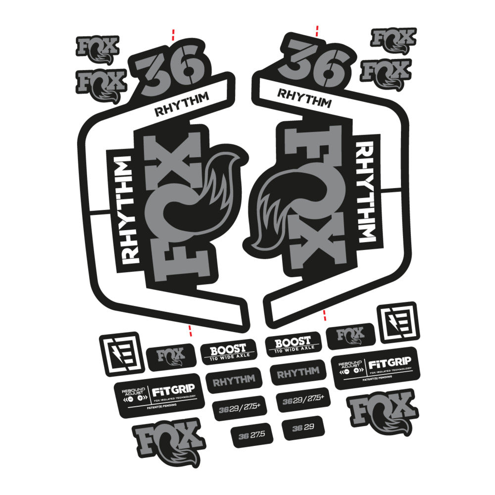 Stickers for Fox 36 Rhythm 2019-2020, Fork vinyl decals - Traffic Grey