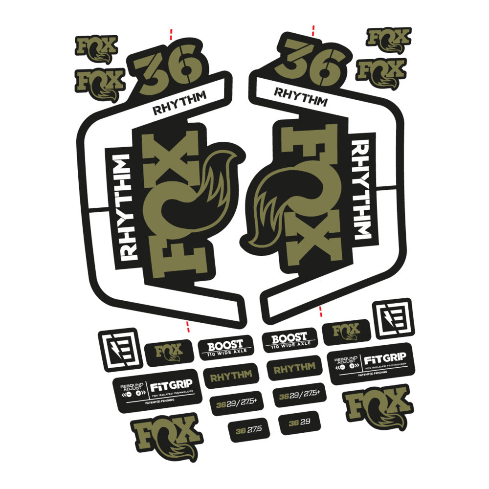 Stickers for Fox 36 Rhythm 2019-2020, Fork vinyl decals - Khaki