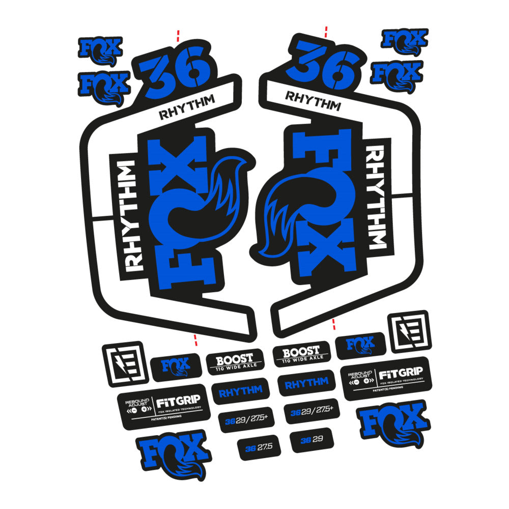 Stickers for Fox 36 Rhythm 2019-2020, Fork vinyl decals - Sea Blue