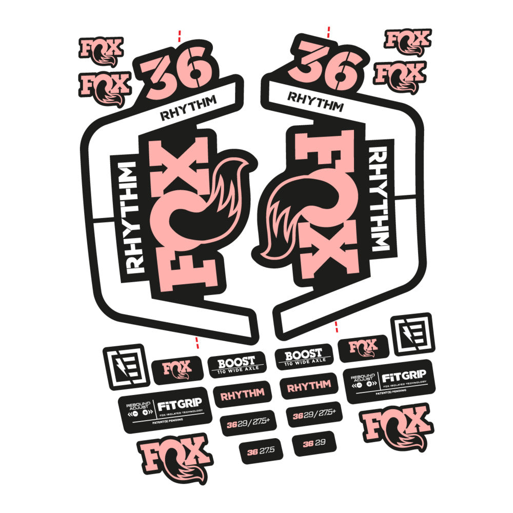 Stickers for Fox 36 Rhythm 2019-2020, Fork vinyl decals - Salmon Pink