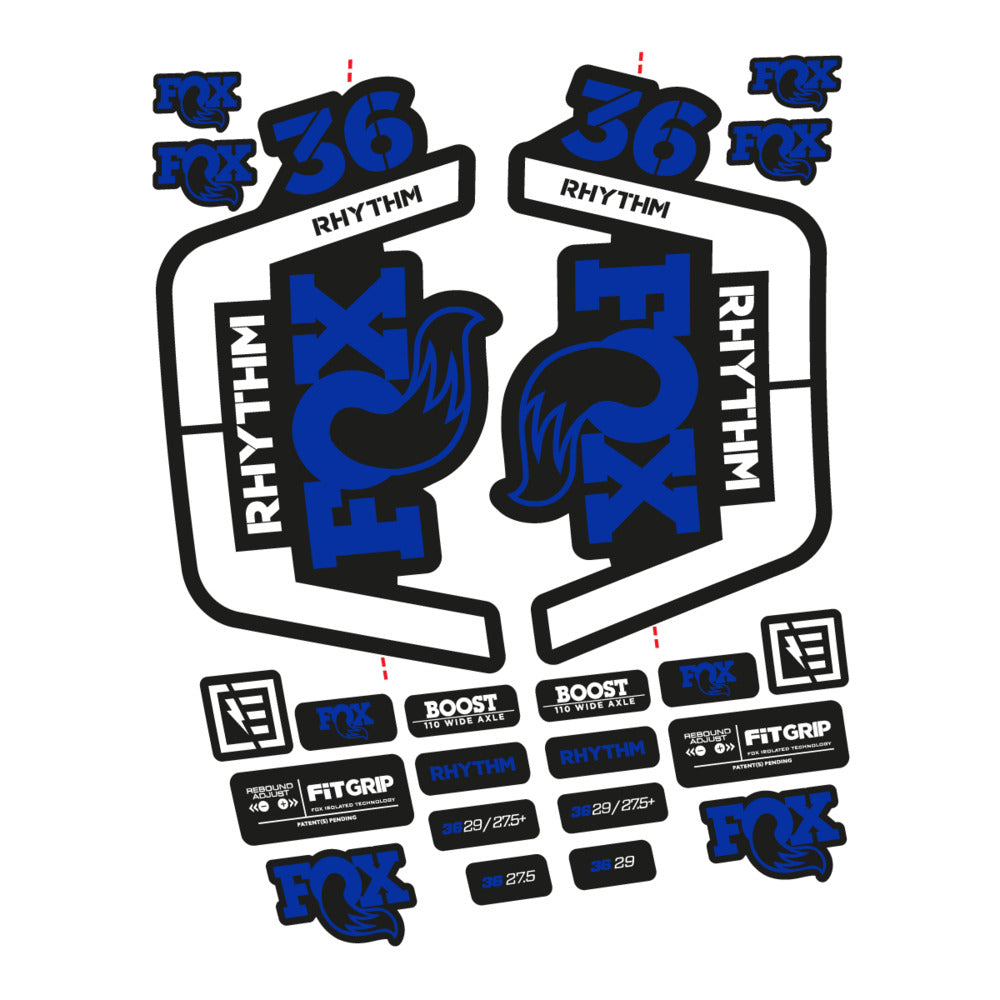 Stickers for Fox 36 Rhythm 2019-2020, Fork vinyl decals - Ultramarine Blue