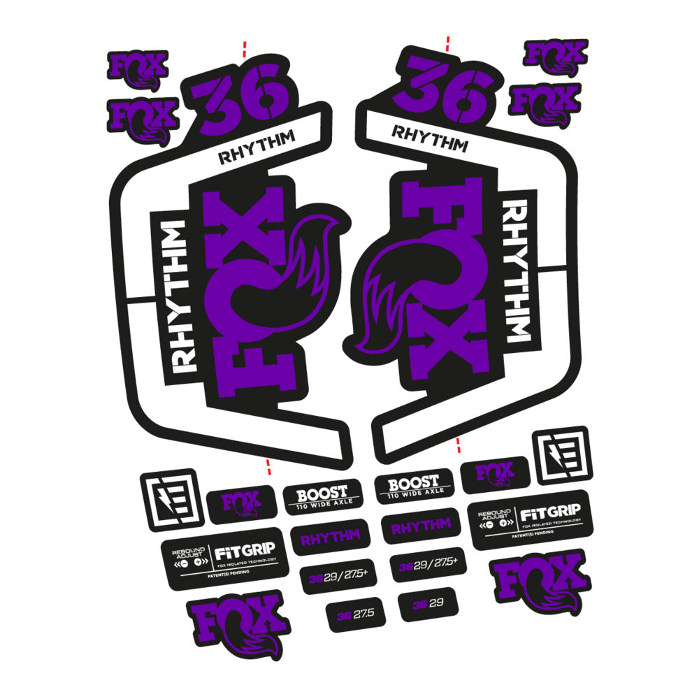 Stickers for Fox 36 Rhythm 2019-2020, Fork vinyl decals - Violet