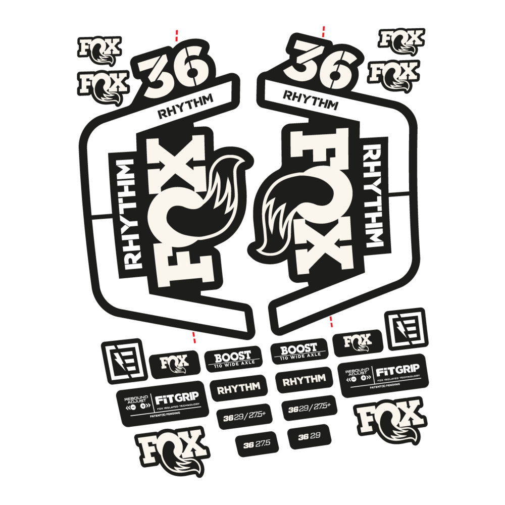 Stickers for Fox 36 Rhythm 2019-2020, Fork vinyl decals - Bone White