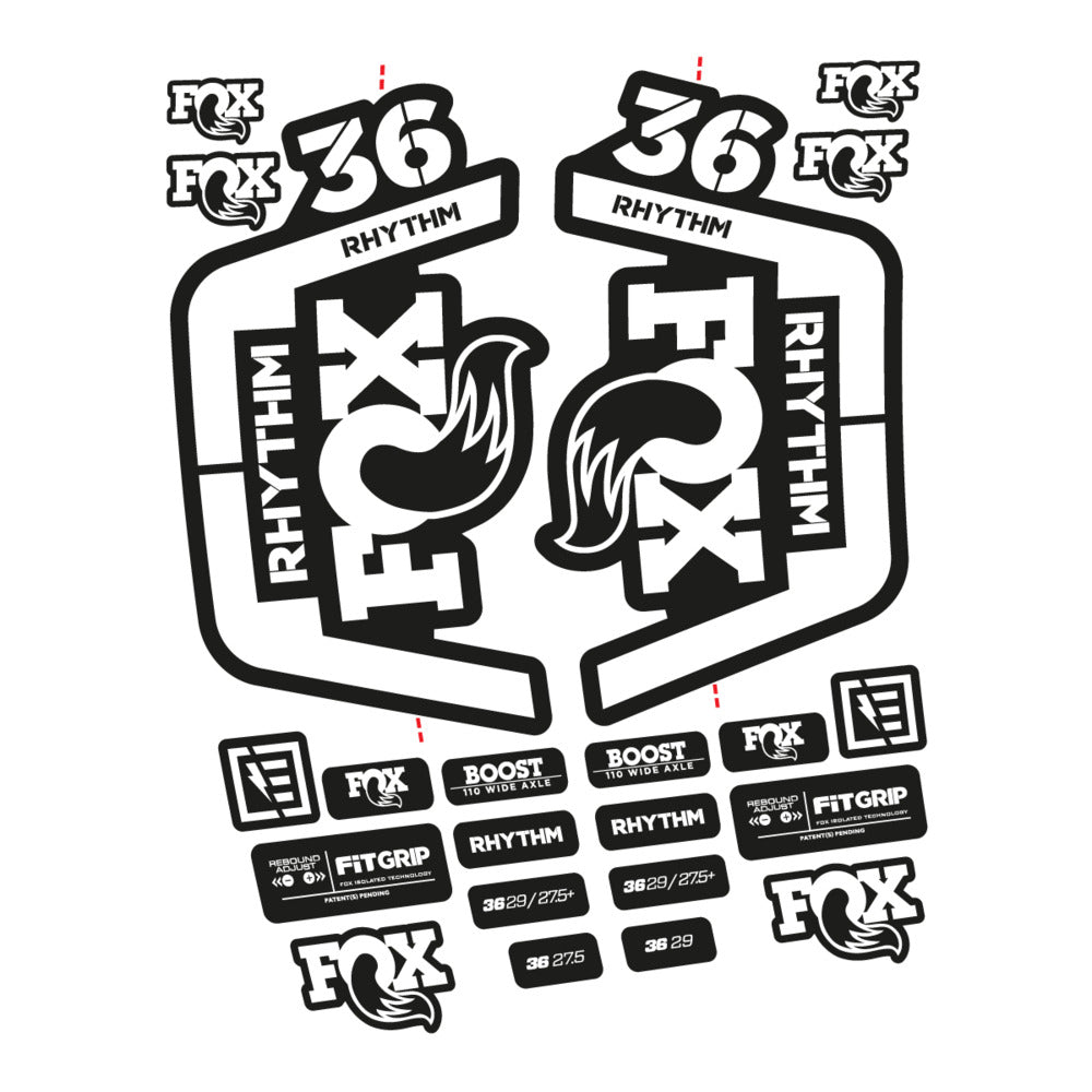 Stickers for Fox 36 Rhythm 2019-2020, Fork vinyl decals - White