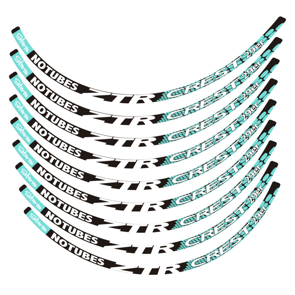 Stickers for Notubes ZTR Crest 29 MTB, Mountain Wheel vinyl decals - Blue Green