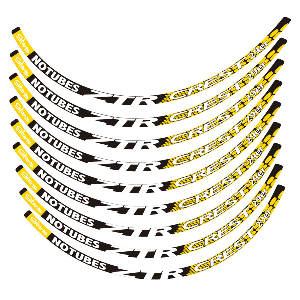 Stickers for Notubes ZTR Crest 29 MTB, Mountain Wheel vinyl decals - Banana Yellow