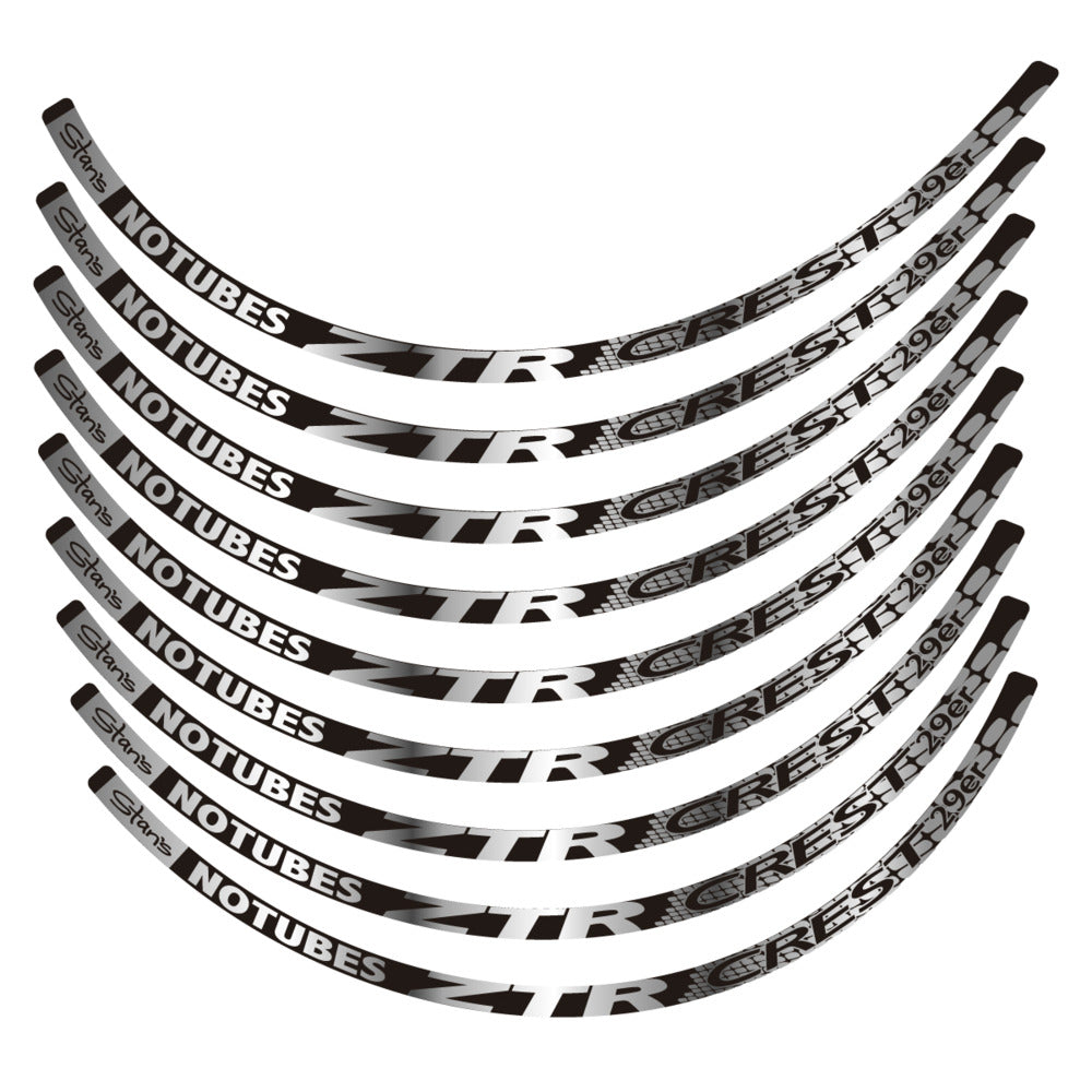 Stickers for Notubes ZTR Crest 29 MTB, Mountain Wheel vinyl decals - Chrome Silver