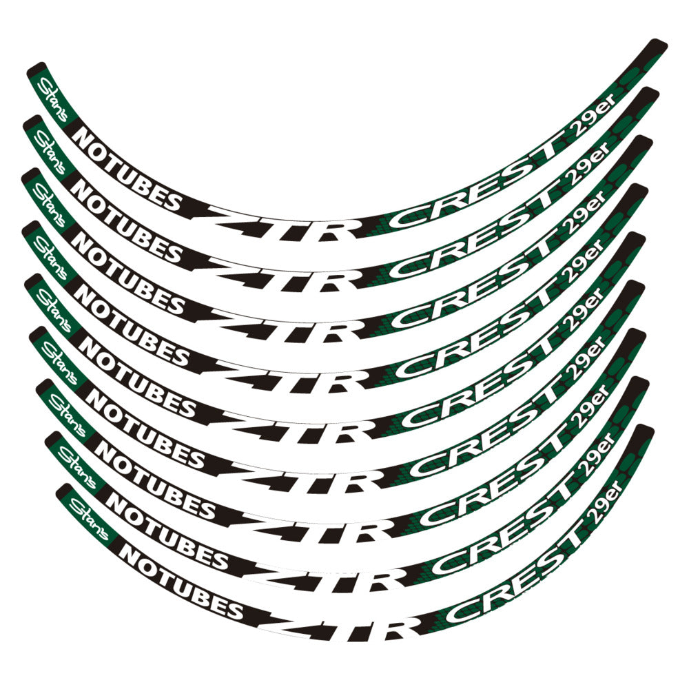 Stickers for Notubes ZTR Crest 29 MTB, Mountain Wheel vinyl decals - Dark Green