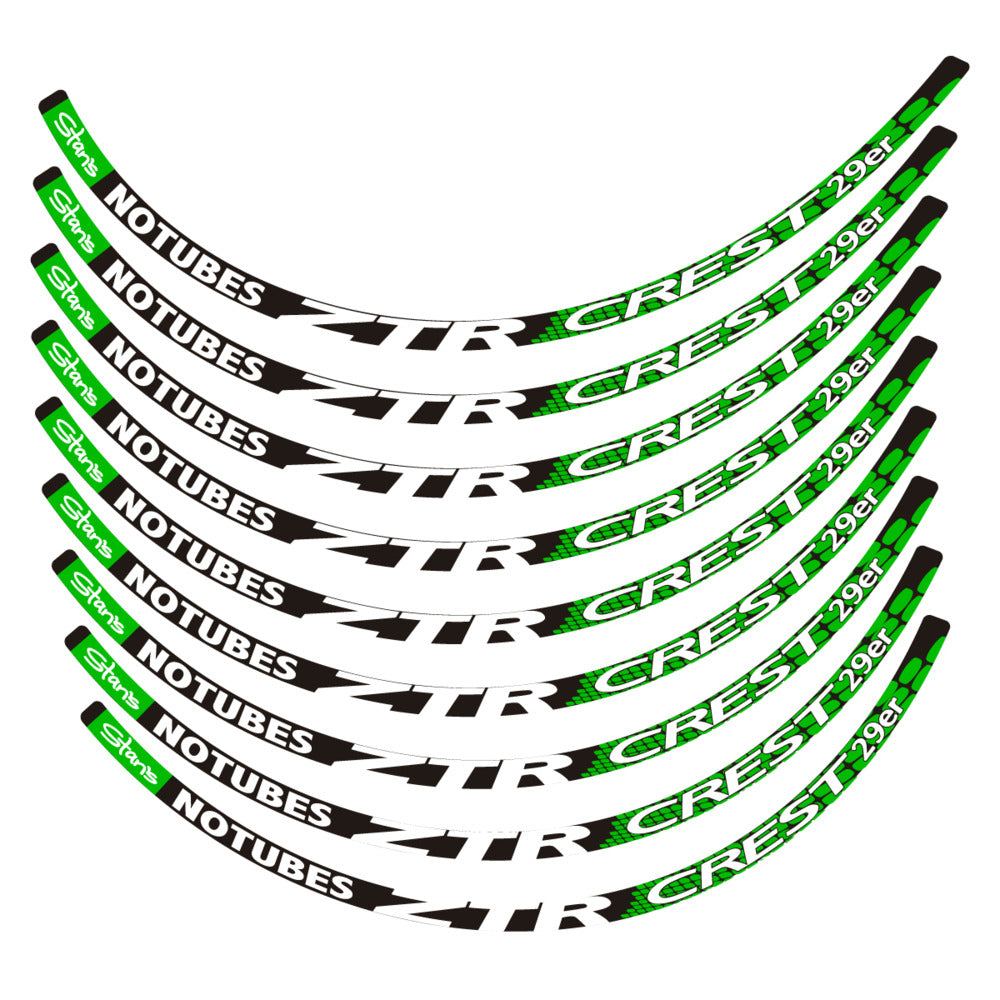 Stickers for Notubes ZTR Crest 29 MTB, Mountain Wheel vinyl decals - Grass Green