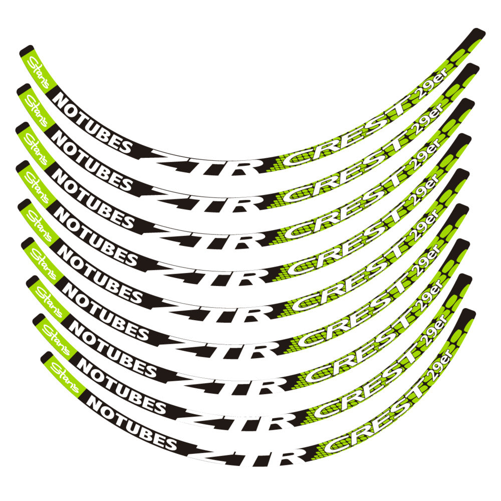 Stickers for Notubes ZTR Crest 29 MTB, Mountain Wheel vinyl decals - Lime Green