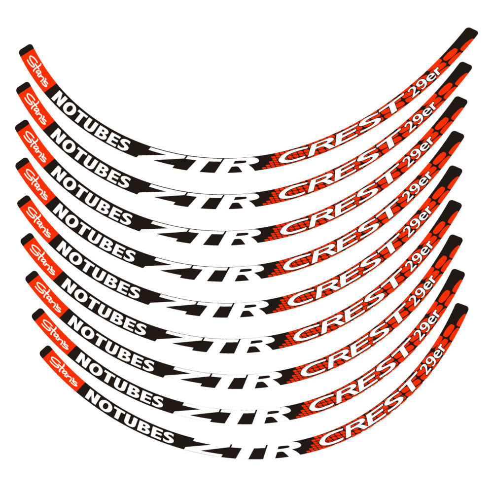 Stickers for Notubes ZTR Crest 29 MTB, Mountain Wheel vinyl decals - Luminous Orange