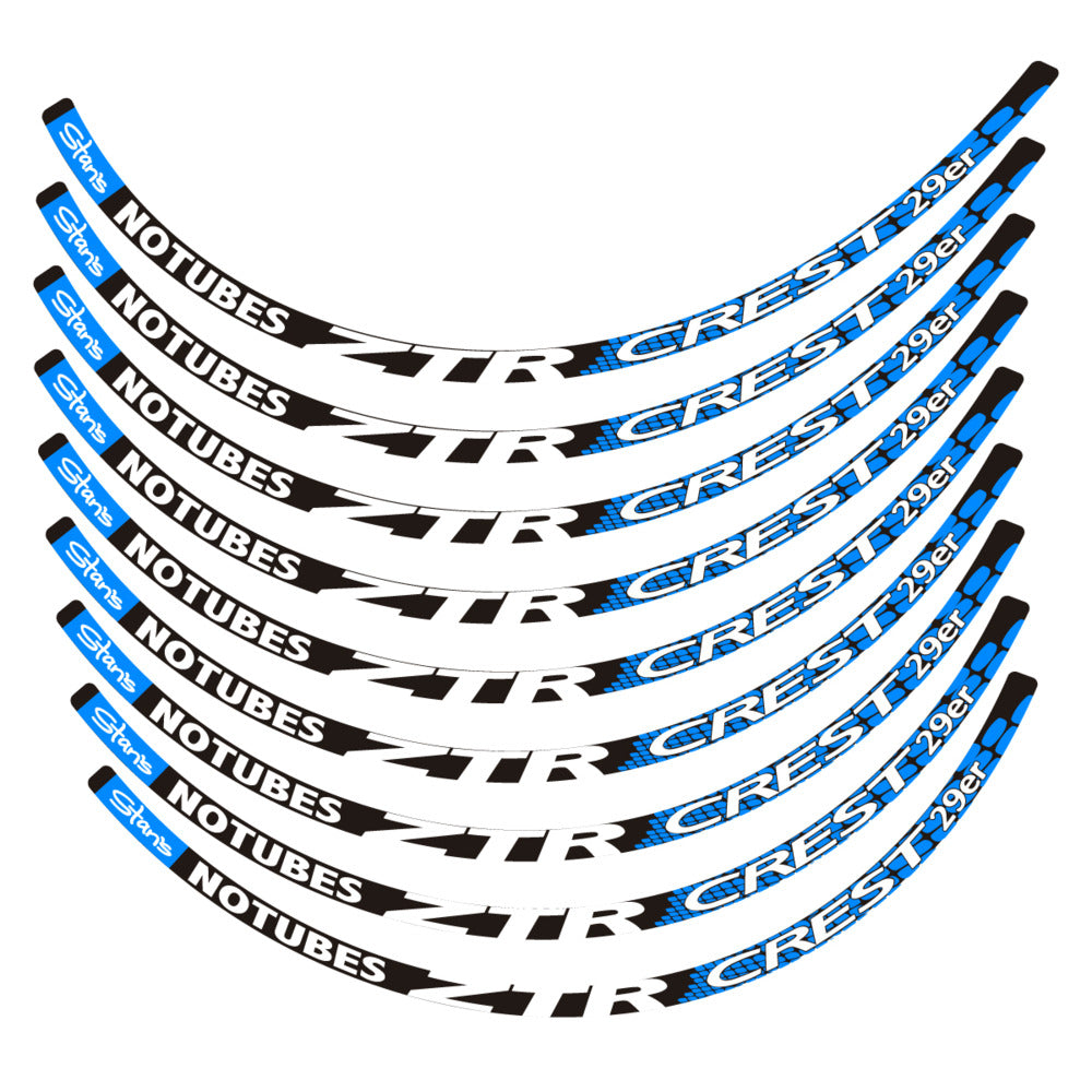 Stickers for Notubes ZTR Crest 29 MTB, Mountain Wheel vinyl decals - Luminous Cyan