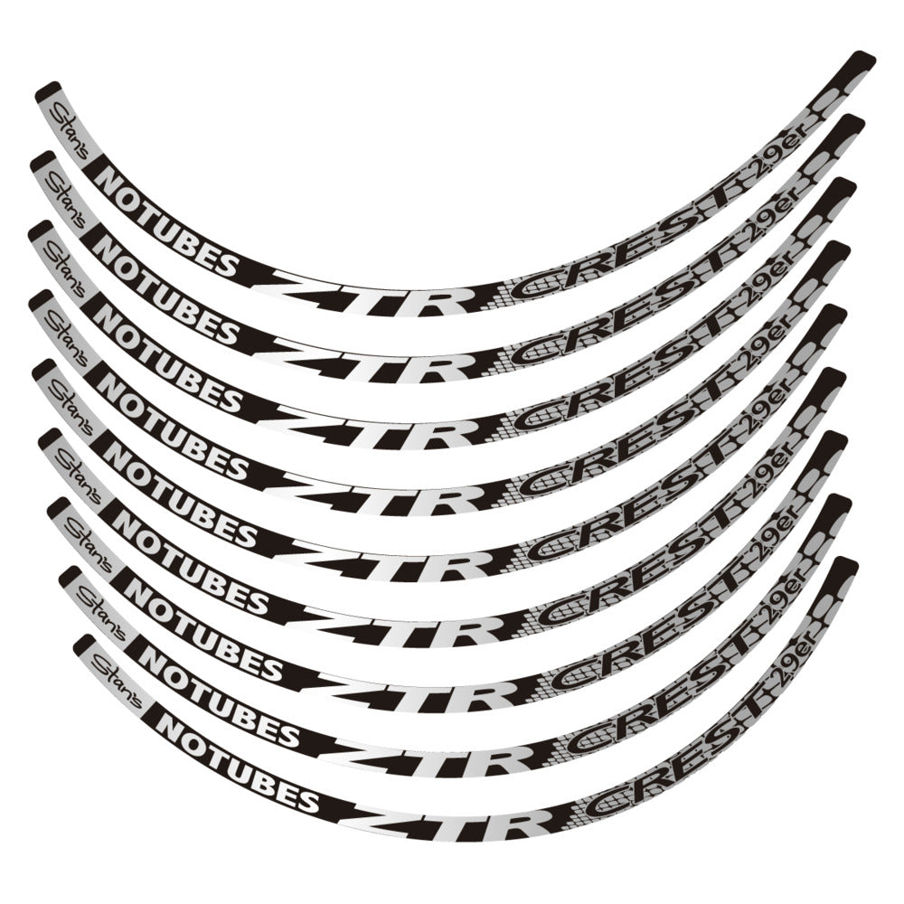 Stickers for Notubes ZTR Crest 29 MTB, Mountain Wheel vinyl decals - Light Silver