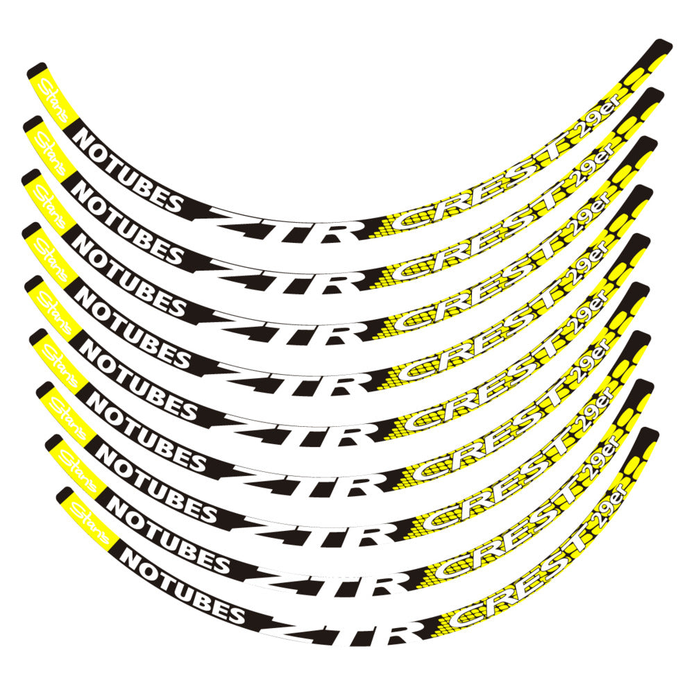 Stickers for Notubes ZTR Crest 29 MTB, Mountain Wheel vinyl decals - Lemon Yellow