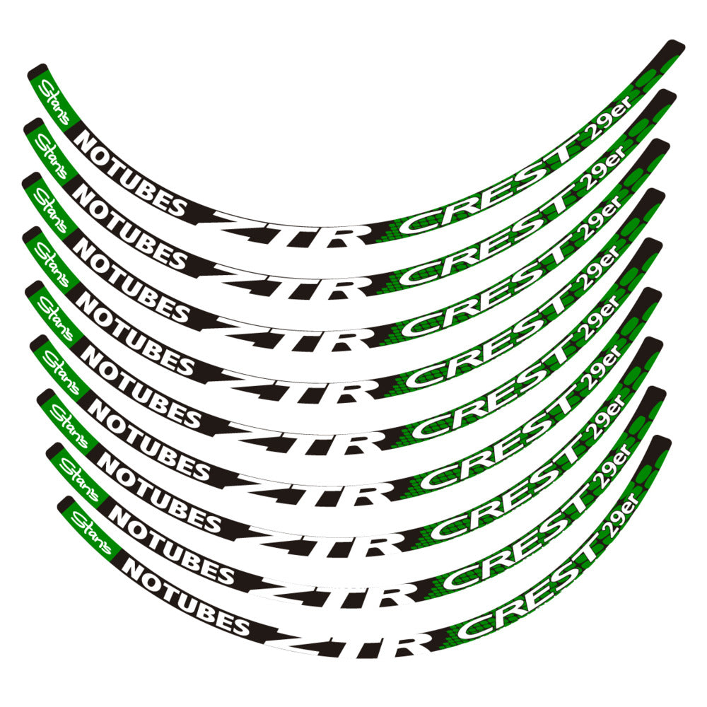 Stickers for Notubes ZTR Crest 29 MTB, Mountain Wheel vinyl decals - Medium Green