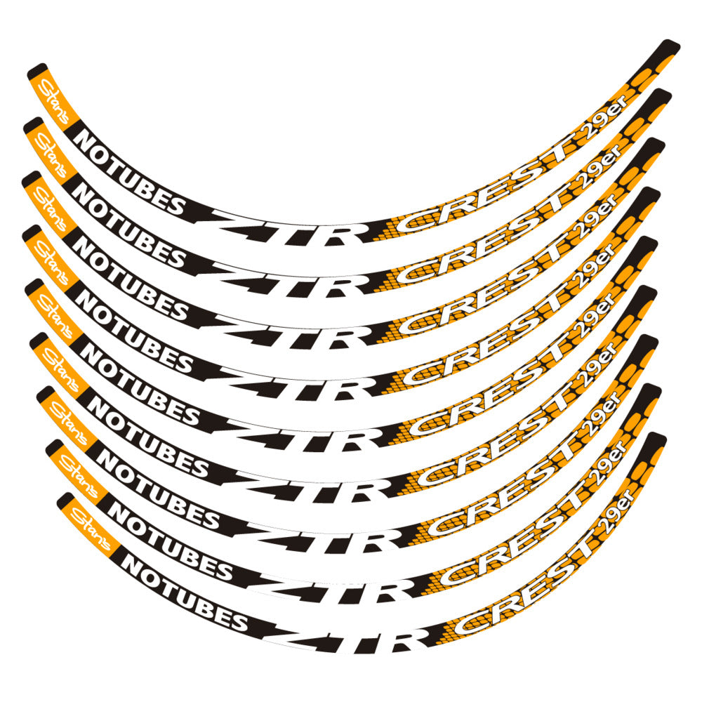 Stickers for Notubes ZTR Crest 29 MTB, Mountain Wheel vinyl decals - Orange Yellow