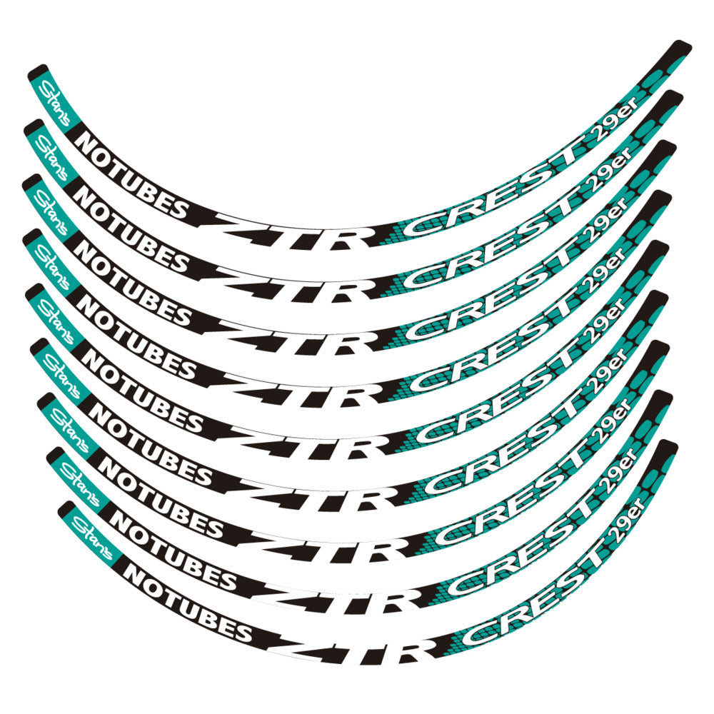 Stickers for Notubes ZTR Crest 29 MTB, Mountain Wheel vinyl decals - Petrol Turquoise