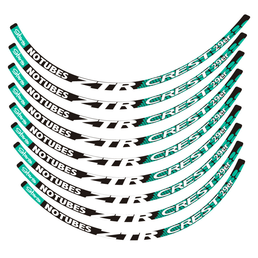 Stickers for Notubes ZTR Crest 29 MTB, Mountain Wheel vinyl decals - Green Turquoise