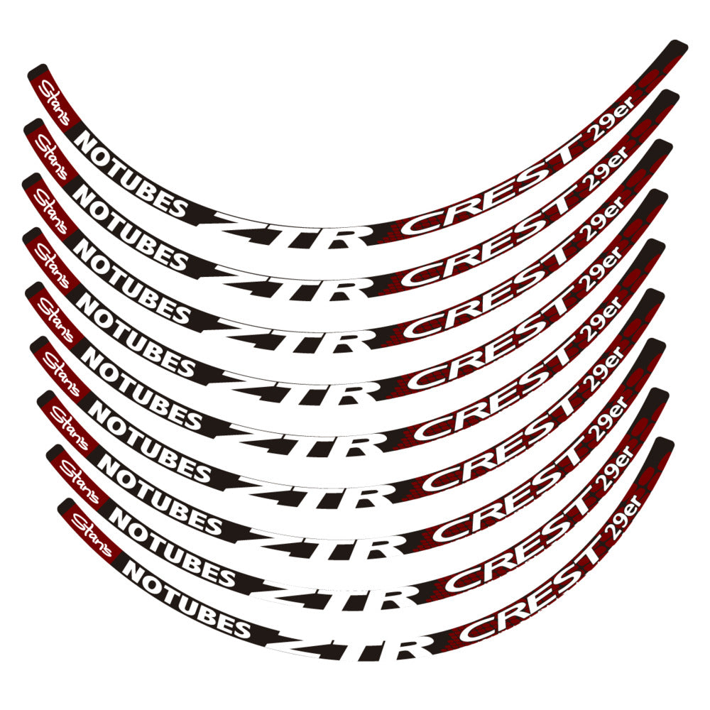Stickers for Notubes ZTR Crest 29 MTB, Mountain Wheel vinyl decals - Very Dark Red