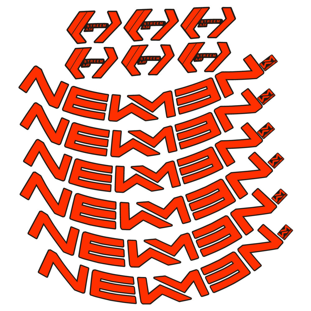 Stickers for Newmen Streem Allround A.49/A.54, Road Wheel vinyl decals - Luminous Orange