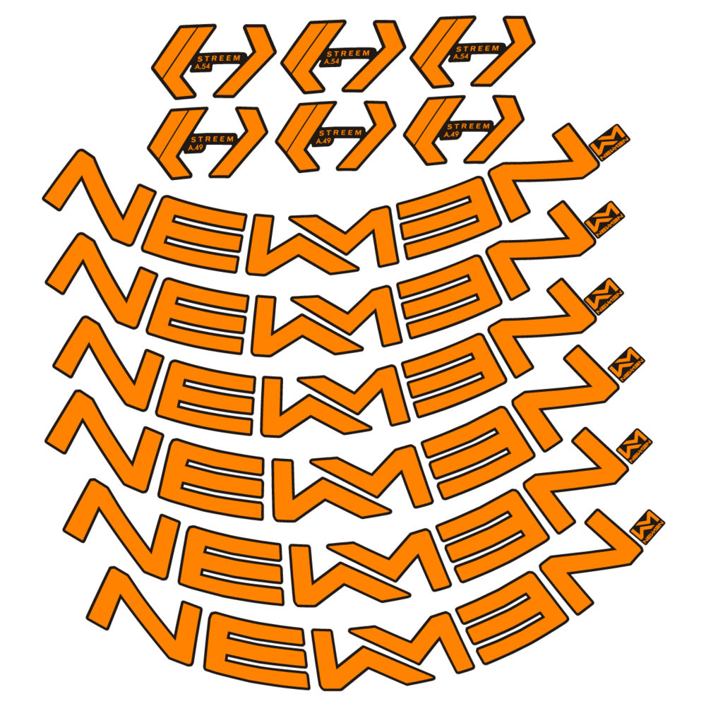 Stickers for Newmen Streem Allround A.49/A.54, Road Wheel vinyl decals - Light Neon Orange