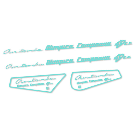 Stickers for Derbi Antorcha moto antigua, Frame vinyl decals - Blue Green