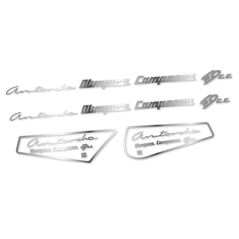 Stickers for Derbi Antorcha moto antigua, Frame vinyl decals - Chrome Silver
