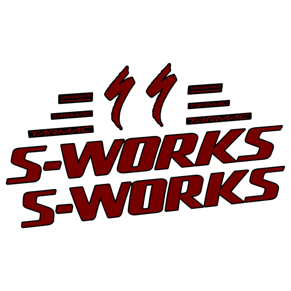 Stickers for Specialized S-Works Tarmac, Frame vinyl decals - Very Dark Red