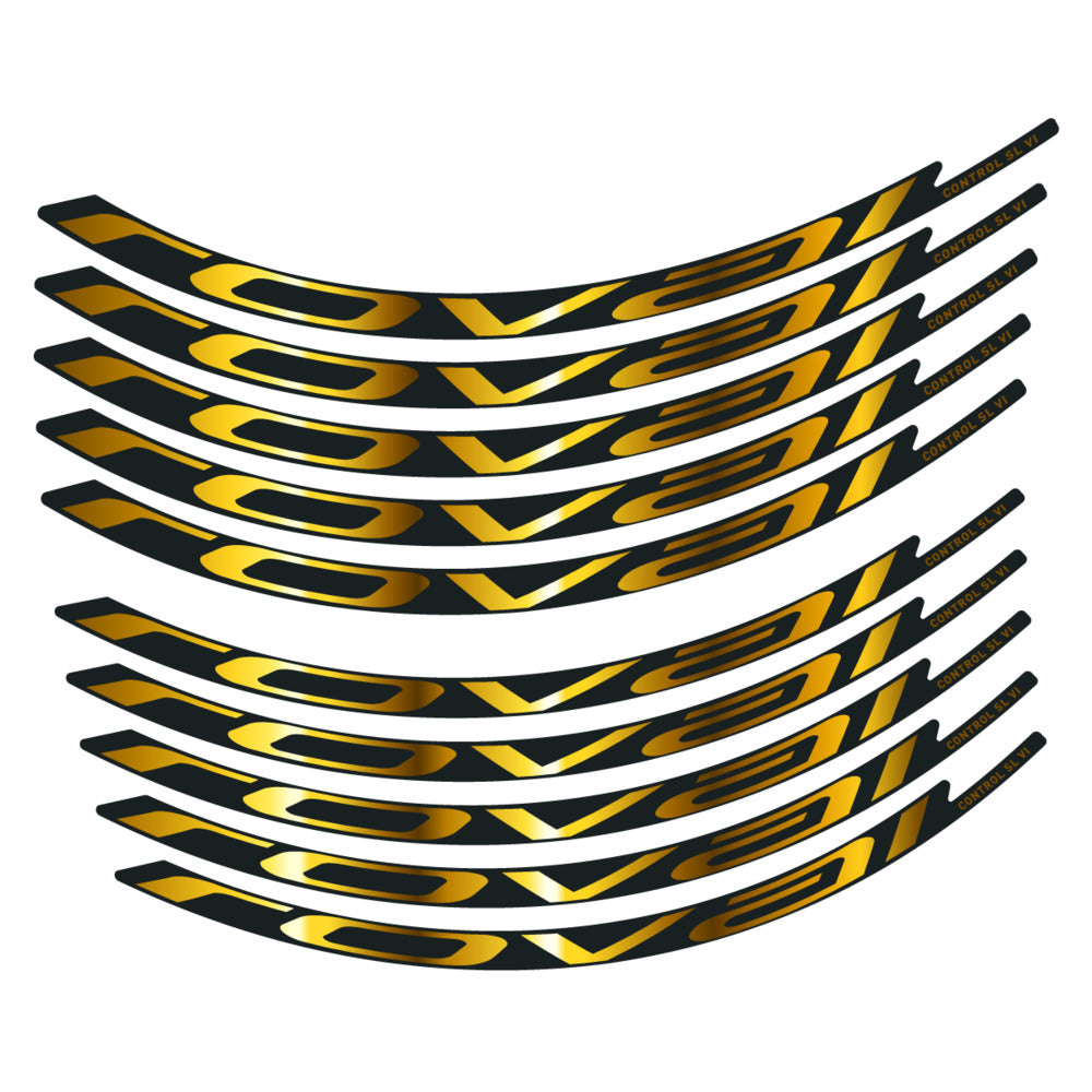 Stickers for Roval Control SL VI 350 2026, Mountain Wheel vinyl decals - Chrome Gold