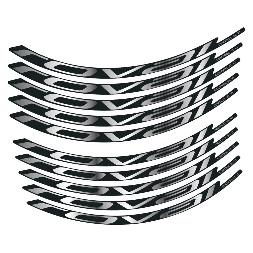 Stickers for Roval Control SL VI 350 2026, Mountain Wheel vinyl decals - Chrome Silver