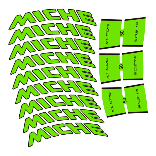 Stickers for Miche Kleos RD 50 Carbon, Road Wheel vinyl decals - Apple Green