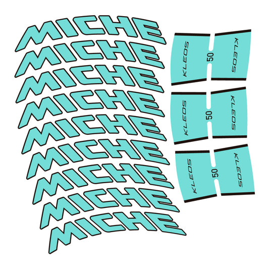 Stickers for Miche Kleos RD 50 Carbon, Road Wheel vinyl decals - Blue Green
