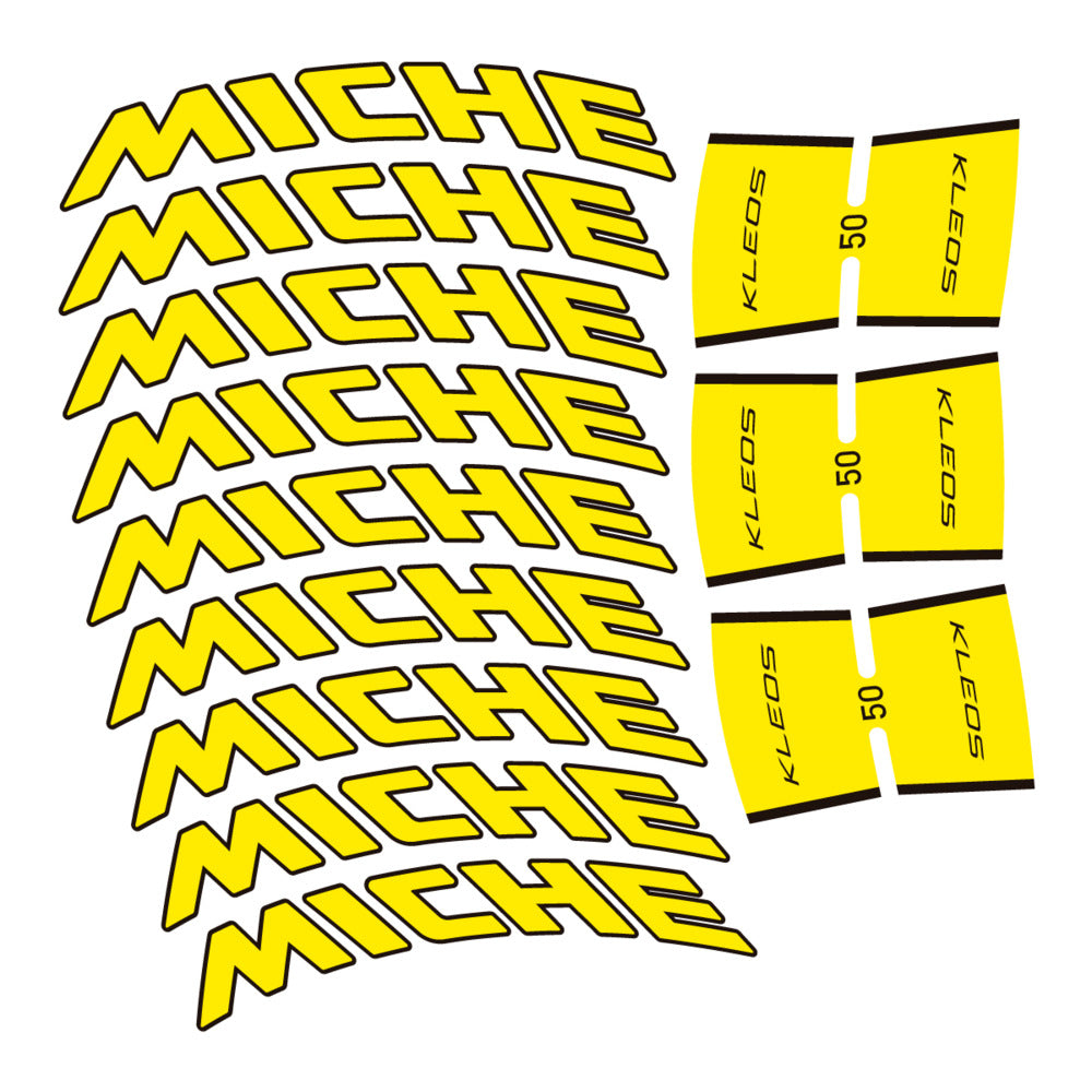 Stickers for Miche Kleos RD 50 Carbon, Road Wheel vinyl decals - Yellow