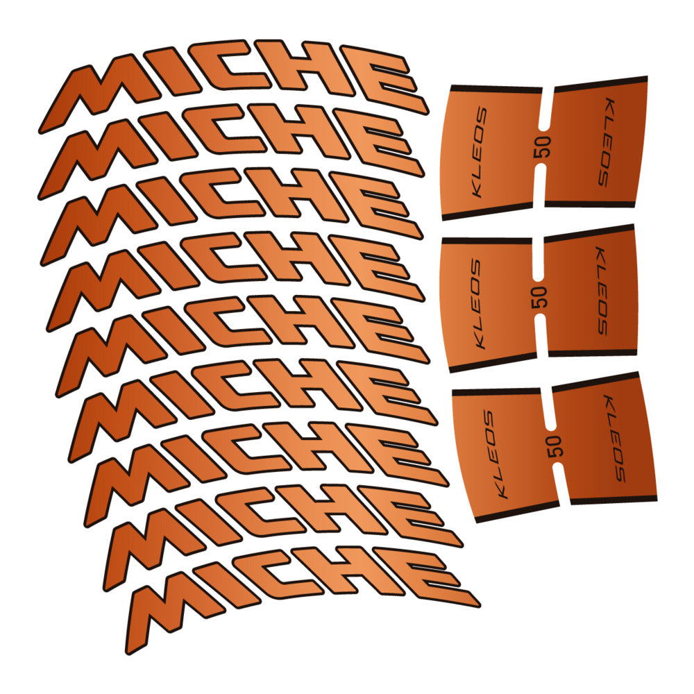Stickers for Miche Kleos RD 50 Carbon, Road Wheel vinyl decals - Bronze