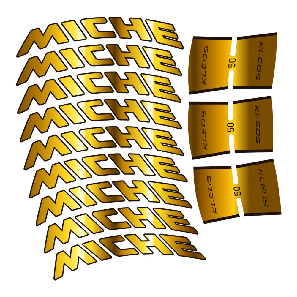 Stickers for Miche Kleos RD 50 Carbon, Road Wheel vinyl decals - Chrome Gold