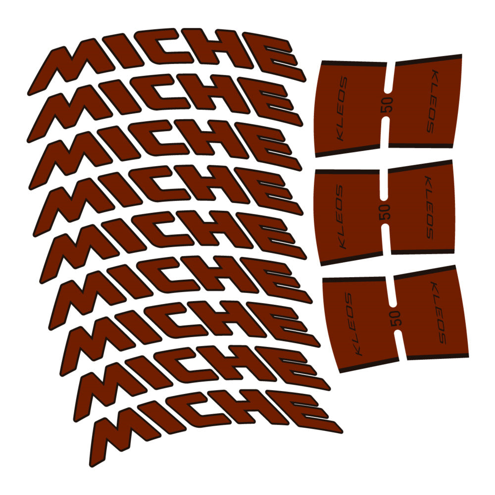 Stickers for Miche Kleos RD 50 Carbon, Road Wheel vinyl decals - Brown