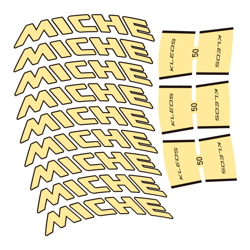 Stickers for Miche Kleos RD 50 Carbon, Road Wheel vinyl decals - Cream