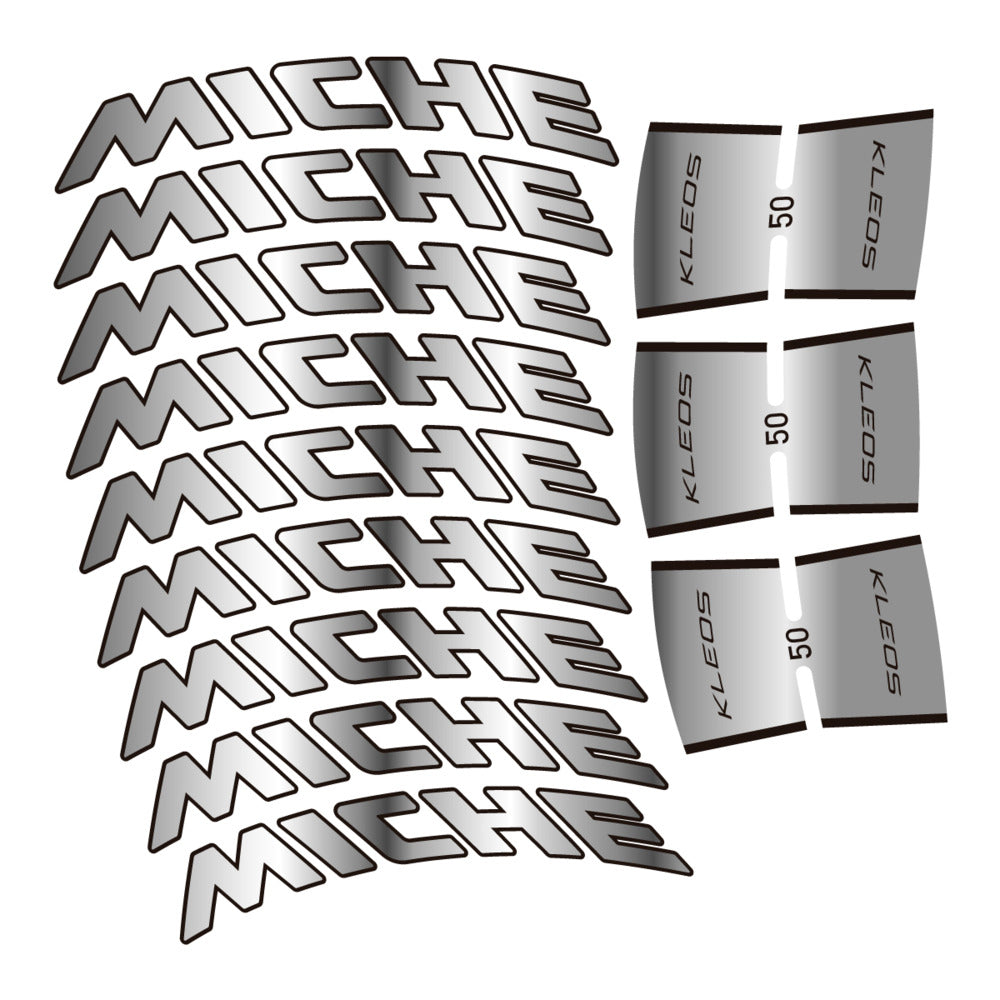 Stickers for Miche Kleos RD 50 Carbon, Road Wheel vinyl decals - Chrome Silver