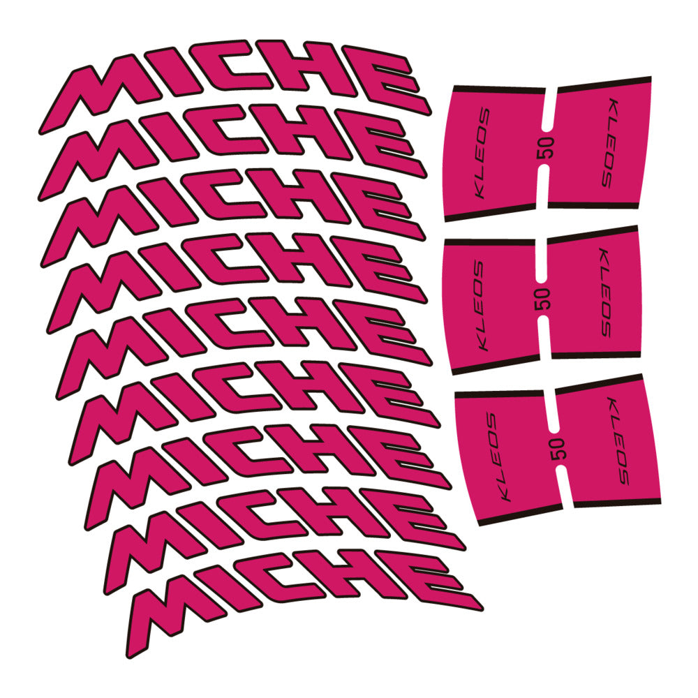 Stickers for Miche Kleos RD 50 Carbon, Road Wheel vinyl decals - Dark Pink
