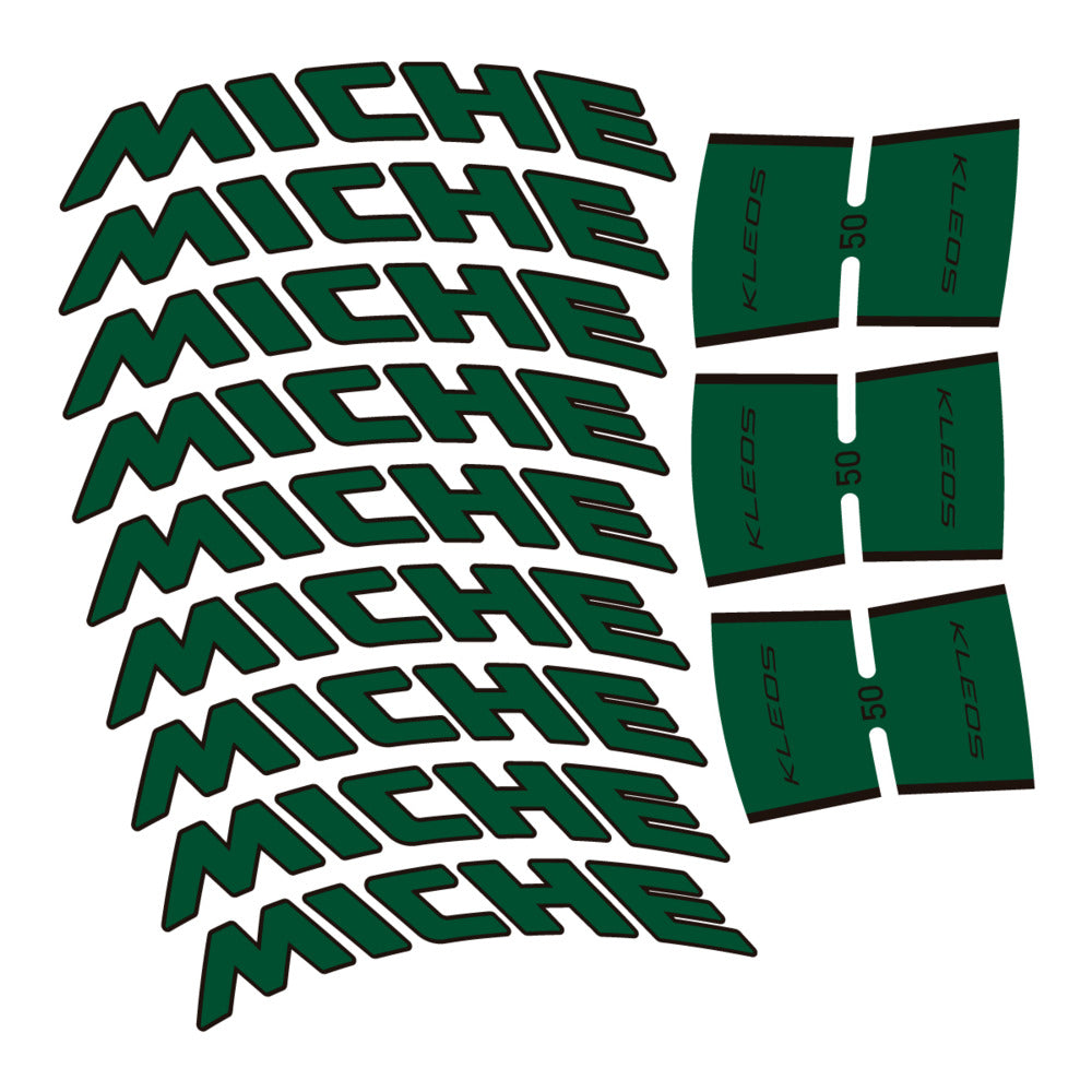 Stickers for Miche Kleos RD 50 Carbon, Road Wheel vinyl decals - Dark Green