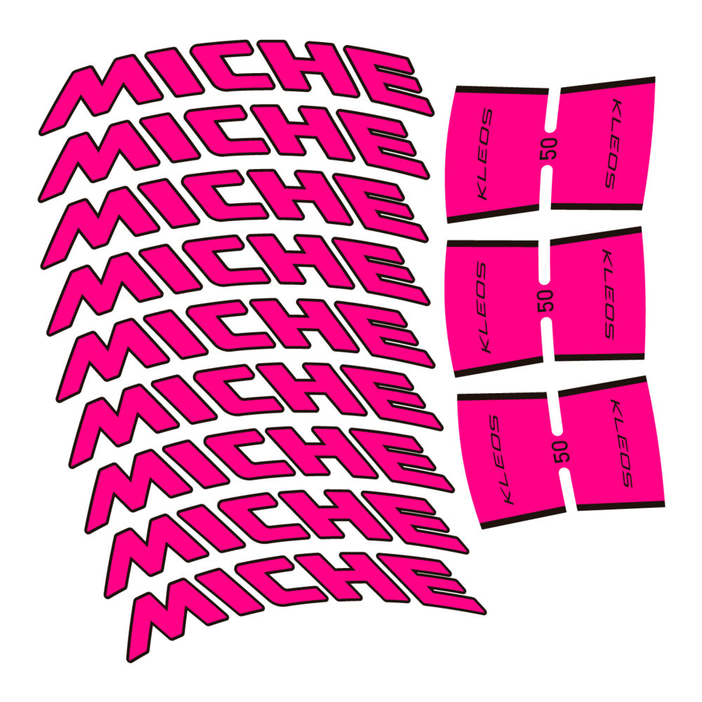 Stickers for Miche Kleos RD 50 Carbon, Road Wheel vinyl decals - Fuchsia