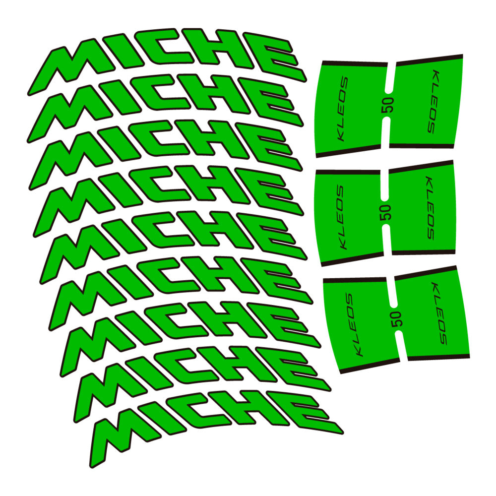 Stickers for Miche Kleos RD 50 Carbon, Road Wheel vinyl decals - Grass Green