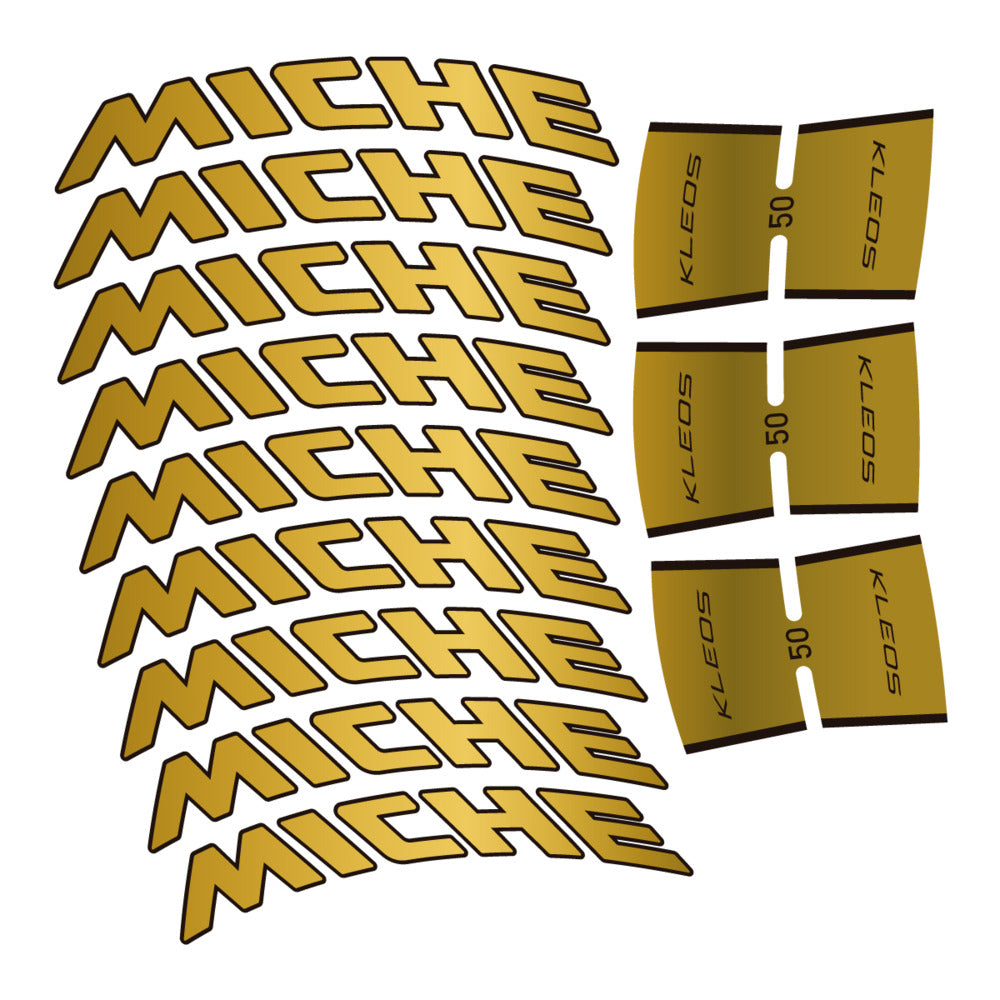 Stickers for Miche Kleos RD 50 Carbon, Road Wheel vinyl decals - Gold