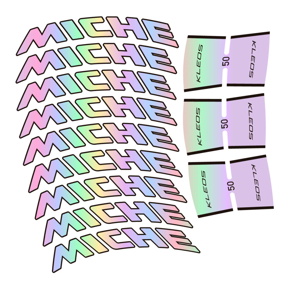 Stickers for Miche Kleos RD 50 Carbon, Road Wheel vinyl decals - Hollographic