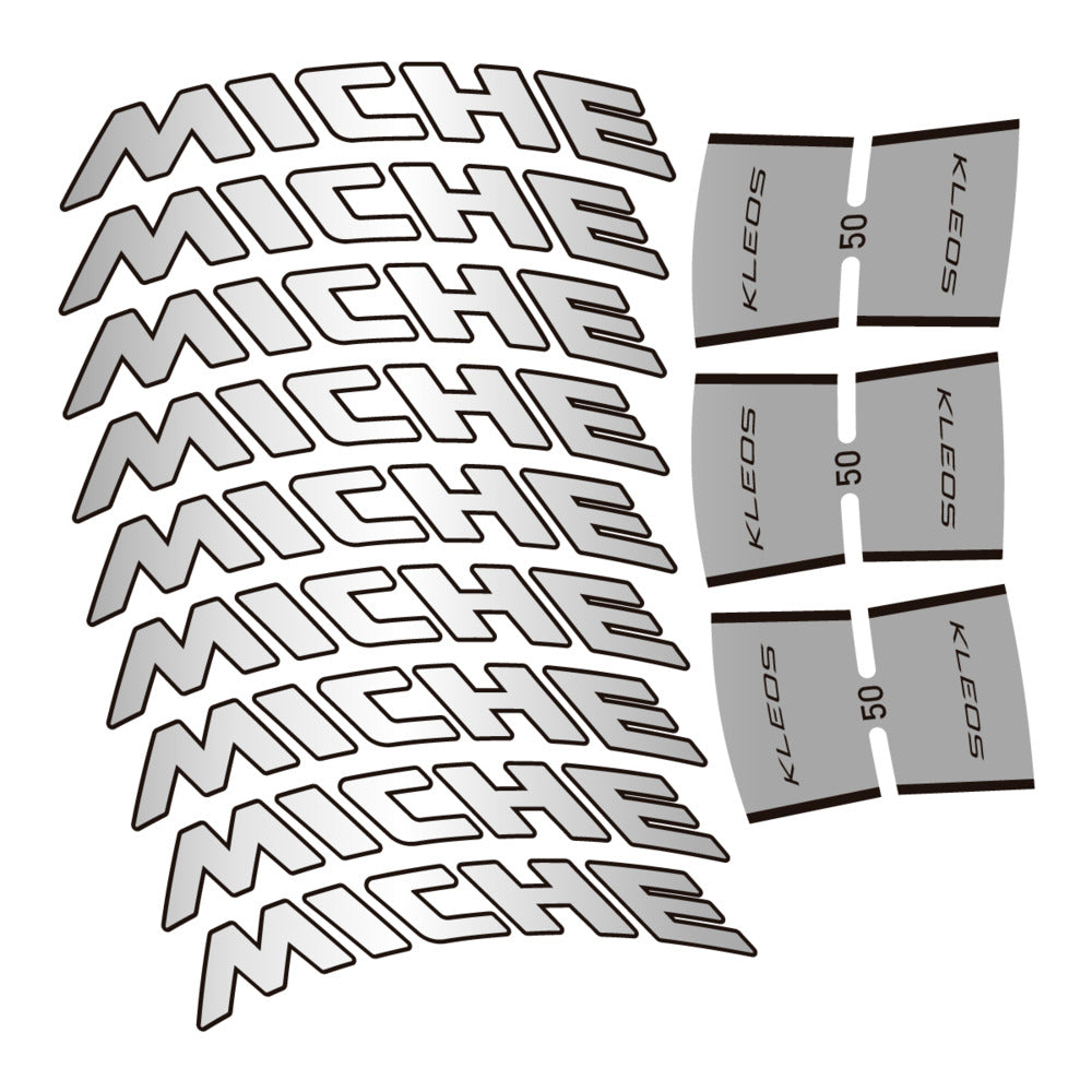 Stickers for Miche Kleos RD 50 Carbon, Road Wheel vinyl decals - Light Silver