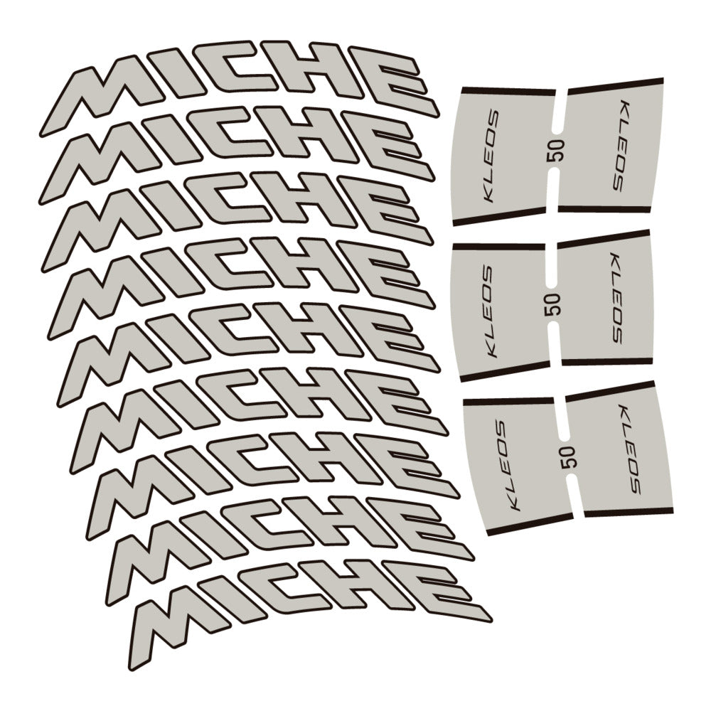 Stickers for Miche Kleos RD 50 Carbon, Road Wheel vinyl decals - Light Grey