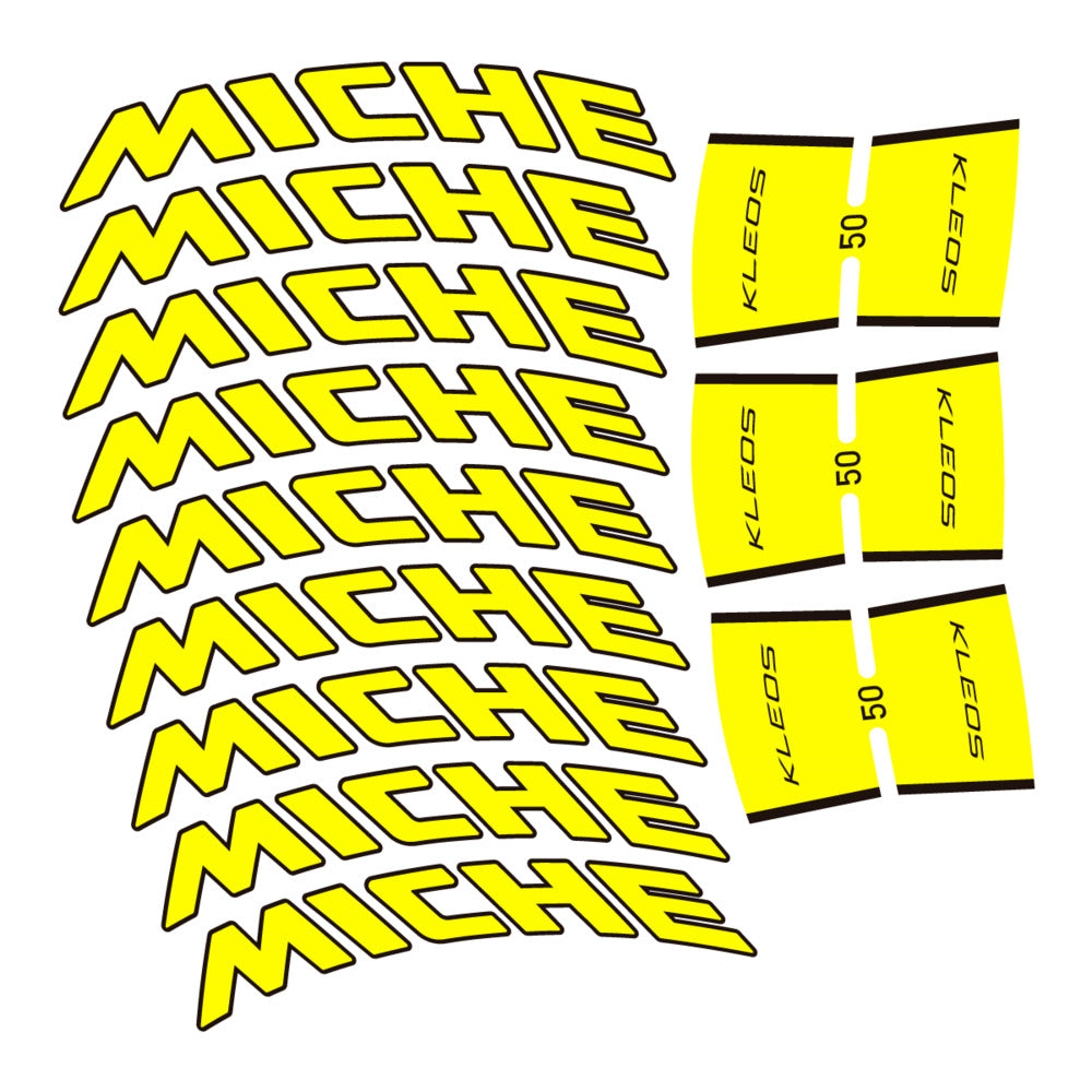 Stickers for Miche Kleos RD 50 Carbon, Road Wheel vinyl decals - Lemon Yellow
